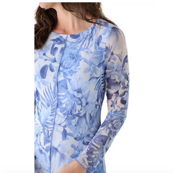 Connected Apparel Elegant Blue Floral Women's Dress plus Sz 14 nwt $98 retail! - Picture 4 of 5